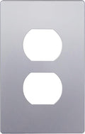ENERLITES Elite Series Duplex Outlet Receptacle Cover, Screwless Wall Plate, Standard Size, 1-Gang 4.68" x 2.93", Unbreakable Polycarbonate Thermoplastic, UL Listed, SI8821-SV, Silver