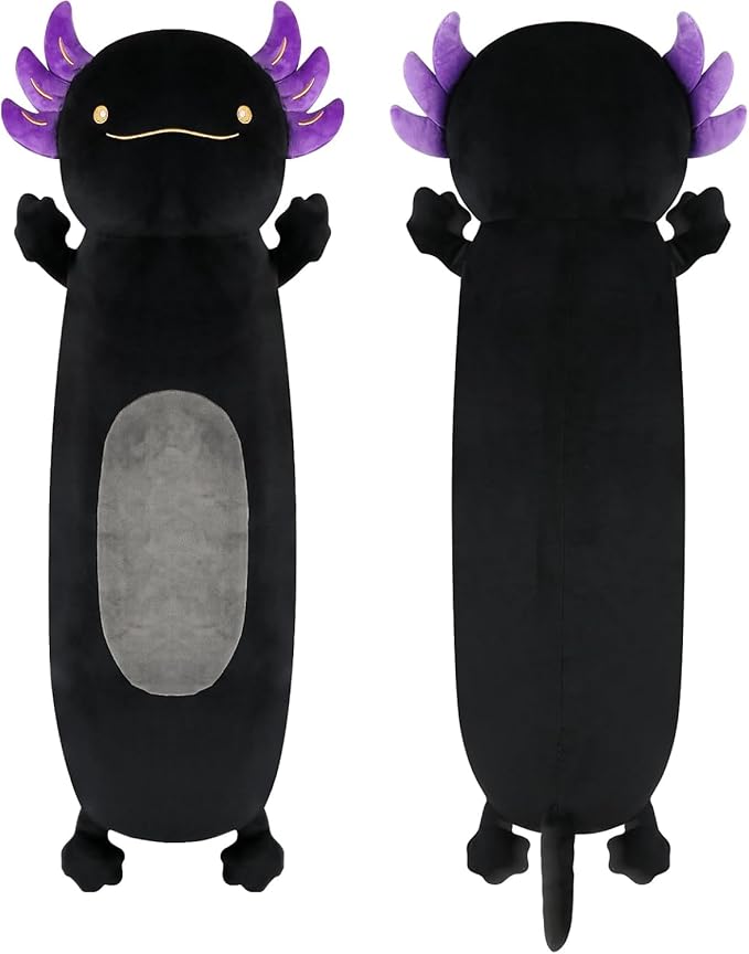Dalmao 28 inch Black Axolotl Stuffed Animal, Cute Long Body Cuddle Squishy Pillow, Big Axolotl Plushies Toy Gifts for Kids, Boys for Birthday