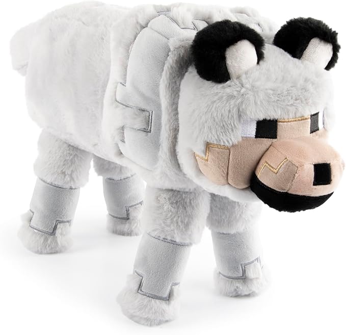 Jay Franco Minecraft Plush Pillow Buddy - Soft Plushie Stuffed Pillow, 19 Inches, Gray - Wolf