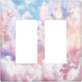 Colorful Abstract Clouds Light Switch Plate Cover 2 Gang Double Rocker Wall Plates Electrical Faceplates Decorative GFCI Outlet Covers for Bedroom Bathroom Kitchen Art Decor