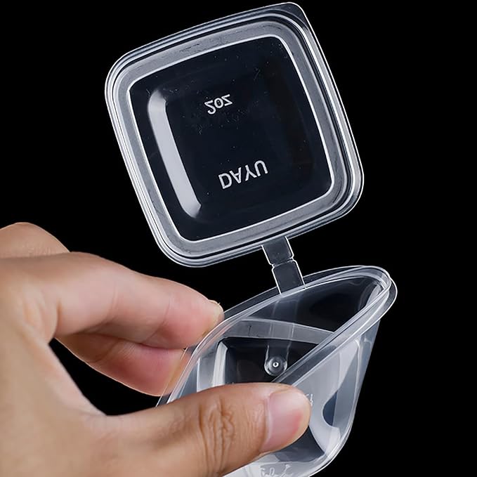 Square-shaped Disposable Sauce Cup Set - All-in-One Design with 4 Size Options, Convenient for Carrying and Use (2 oz.)