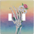 Skeleton Flower Double Toggle Wall Plate Decorative 2 Gang Light Switch Covers Electrical Switchplate Home Decorate Faceplat for Bathroom Bedroom Kitchen Room 4.5 x 4.5 Inch