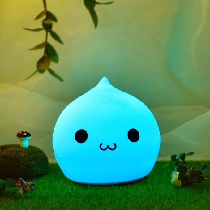 Portable Silicone LED Cartoon Night Light for Kids USB Rechargeable, Warm/White Light, 7-Color Changeable Light, Cute Children Night Lamp for Baby, Bedroom and Nursery (Water Drop)