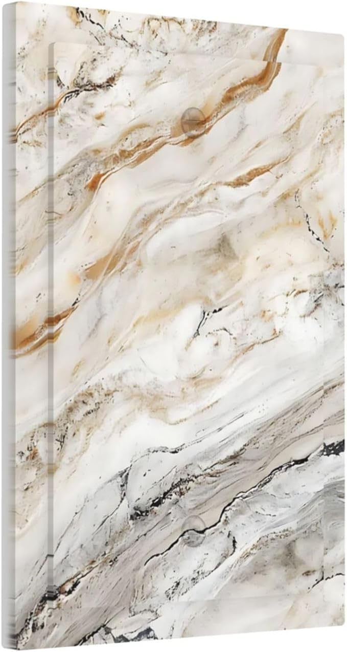 Matte Beige Gold Marble Granite Abstract Print Light Switch Cover Plate 1 Gang No Device Blank Electrical Wall Plates Faceplate Decorative Switch Plate Covers for Bathroom Kitchen Decor