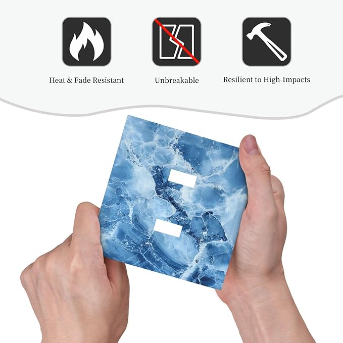 Outlet Covers Blue Marble Abstract Luxury Modern 1 Gang Duplex Light Switch Cover Plate Decorative Wall Plates Electrical Switchplate Receptacle for Bathroom Bedroom Decor（2 Pack）