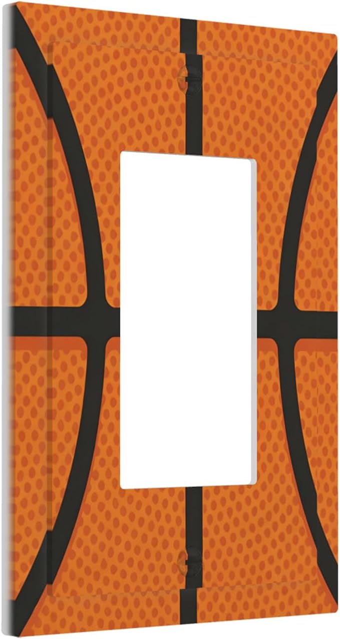 Vintage Basketball Texture Single Rocker Switch Cover - 1-Gang Standard US Size Sports Themed Light Switch Covers for Boy's Bedroom Decor