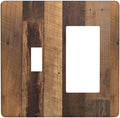 Outlet Covers Natural Wood Brown Wooden Planks 1 Toggle 1 Rocker Combination Decorative Wall Plate Electrical Switch Plates Light Switch Cover Plate For Farmhouse Cabin Decor