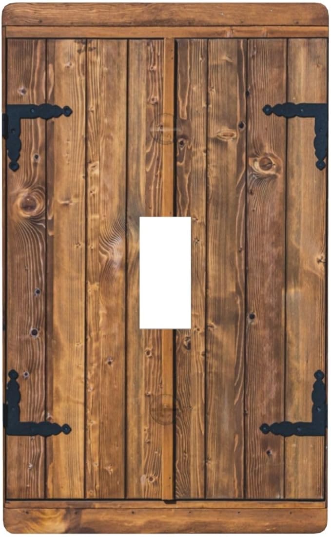 Faux Wood Decorative Printed Light Switch Cover Plates Decorative Single Toggle Wall Plate, 1 Gang Lightswitch Cover