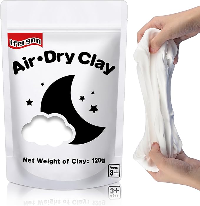 ifergoo White Air Dry Clay, Foam Magic Modeling Clay for School Art & Craft Project, Refill White Clay for Kids, Slime Supplies, Super Light & Soft, Non-Sticky, Non-Toxic, Age 3-12 Boys and Girls Gift