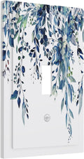 Blue Eucalyptus Watercolor Leaves 1 Gang Light Switch Cover Decorative Green Plant Single Toggle Wall Plate Switchcovers Electrical Switchplate Home Decor for Bathroom Living Room Bedroom Decorate