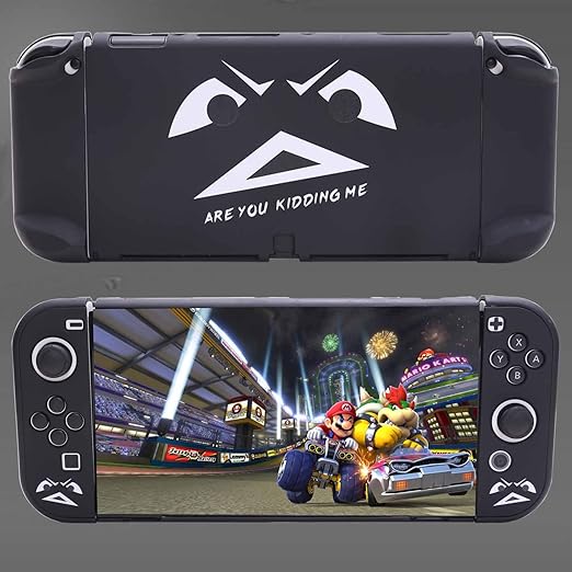 GUTIAL Accessories Bundle for Nintendo Switch OLED - Cute Kawaii NS OLED Accessories kit for Grils Boys Kids with Carrying Case, Cartoon Dockable Cover Case, Screen Protector, Stand - Black