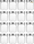 novelinks 8 oz Clear Plastic Jars with Airtight Lids, 16 Pack Plastic Mason Jars with Lids 8oz, Refillable Storage Slime Containers & Small Spice Jar for Kitchen Organization (16 Pack,Silver)