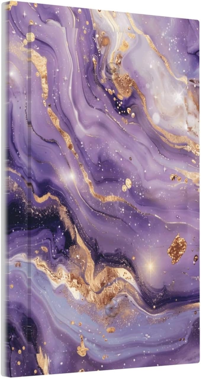 Abstract Purple Gold Marble Texure Luxurious Light Switch Cover Plate 1 Gang No Device Blank Electrical Wall Plates Faceplate Decorative Switch Plate Covers for Bathroom Living Room Decor