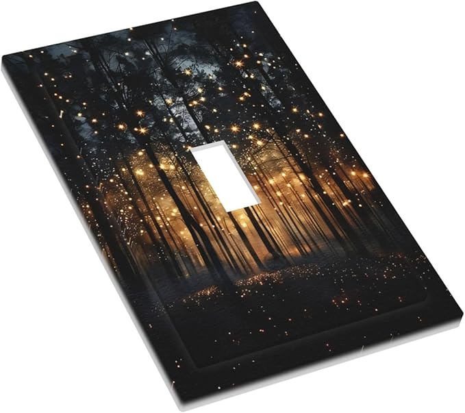 Whimsical Nature Enchanted Forest Landscape Decorative Light Switch Cover 1 Gang Single Toggle Device Electrical Faceplate Switchplates Decorator Outlet Wall Plate for Bedroom Living Room Decor