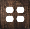 Rustic Brown Wood Plank Vintage Wooden Texture Print Outlet Covers 2 Gang Double Duplex Decorative Light Switch Covers Electrical Wallplates Socket Faceplate for Farmhouse Home Decor