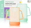 Momcozy Baby Pouch Holder No Squeeze for Food Pouches and Drink Boxes, Allows Baby to Self-feed and Avoid Messes, Baby Food Pouch Holder Handle is Easy to Grip, Comfortable, Green&Orange