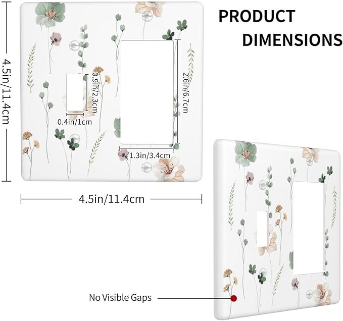 Outlet Covers Watercolor Floral Botanical Flowers 1 Toggle 1 Rocker Combination Decorative Wall Plate Electrical Switch Plates Light Switch Cover Plate For Living Room Bed Room Decor