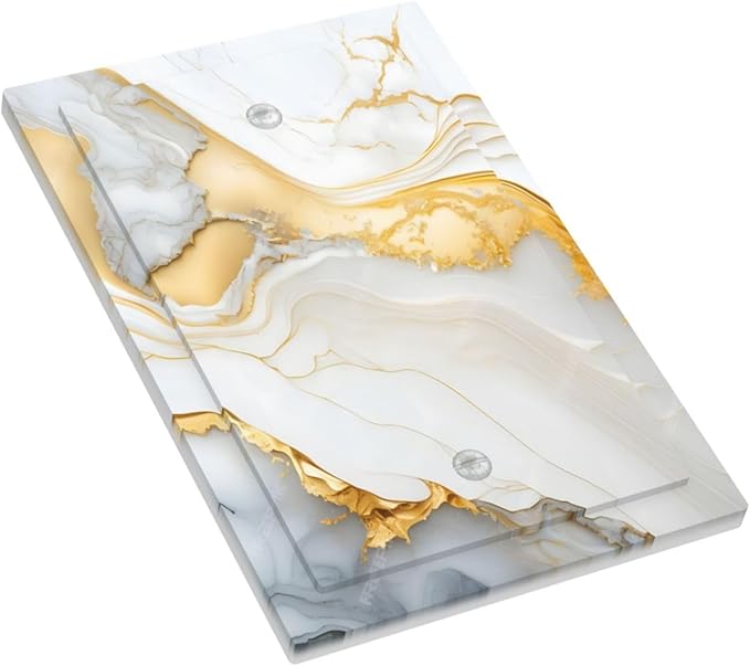 Exquisite White Gold Marble Abstract Luxurious Print Light Switch Cover Plate 1 Gang No Device Blank Electrical Wall Plates Faceplate Decorative Switch Plate Covers for Bathroom Kitchen Decor