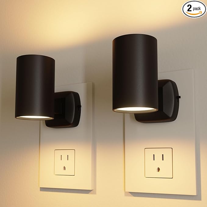 Night Lights Plug into Wall: ETL Certified Soft White 2700K Dusk to Dawn Sensor Dimmable LED Plug in Night Light for Hallway Bedroom Stairway Wall Socket - Modern Night Light for Kids (2 Pack)