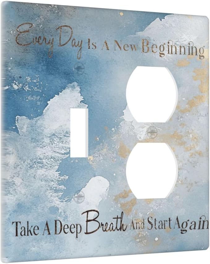 Decorative Outlet Covers Motivational Quotes Blue Abstract Texture 2 Gang Light Switch Cover Plate Single Toggle Duplex Wall Plates for Electrical Switch Plate Covers for Home Decor