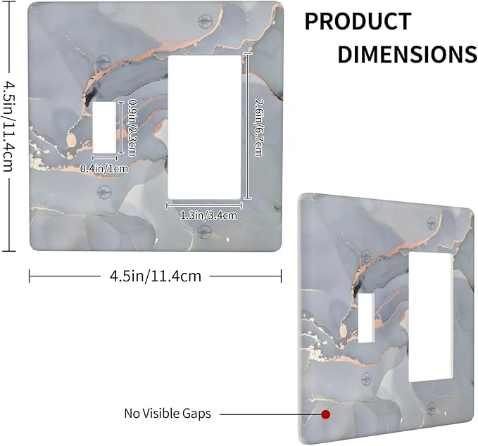 Gray And Gold Marble Abstract Luxury Print Outlet Covers 1 Toggle 1 Rocker Combination Decorative Wall Plate Electrical Switch Plates Light Switch Cover Plate for Bathroom Kitchen Bedroom Decor