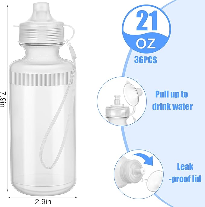 Zubebe 36 Pcs Sports Water Bottles Bulk Squeeze Reusable Bpa-free Plastic Water Bottles End of the Year Gifts Summer Gifts for Students School Travel Hiking Cycling Event Team Gift