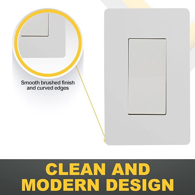 Faith White 1-Gang Screwless Wall Plate (8-pack) | Light Switch Plate or Wall Plate for Electrical Outlet | 1-Gang Wall Plate for Decorator Switches and Receptacles | Heat-Resistant Thermoplastic