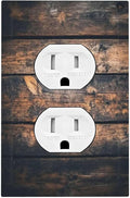 Outlet Covers Brown Vintage Wooden Board Rustic Wood 1 Gang Duplex Light Switch Cover Decorative Switch Plates Electrical Receptacle Faceplate Wall Plate For Farmhouse Cabin Decor