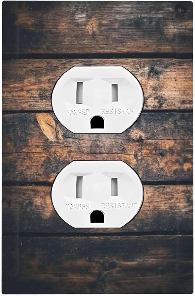Outlet Covers Brown Vintage Wooden Board Rustic Wood 1 Gang Duplex Light Switch Cover Decorative Switch Plates Electrical Receptacle Faceplate Wall Plate For Farmhouse Cabin Decor