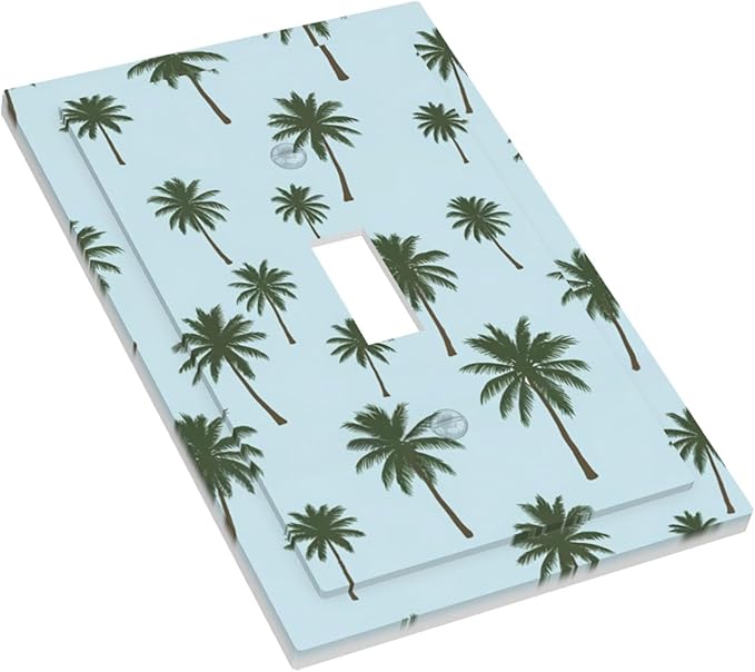 Tropical Palm Tree 1-Gang Toggle Light Switch Plate, Coastal Breeze Decorative Wall Plate for Beach House Decor