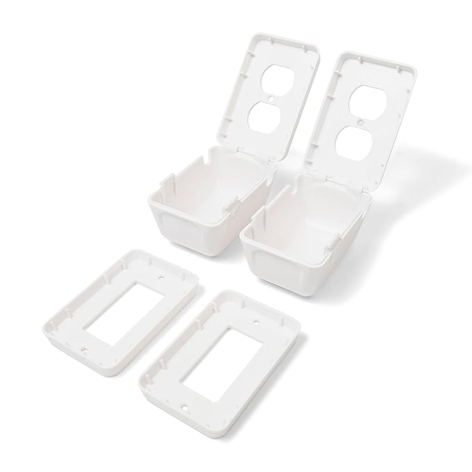 Regalo Safety Outlet Covers for Baby Proofing, Child Proof Wall Outlet Cover Guard with Space for Cords – Fits Standard & Single Outlets (2 Pack, White)