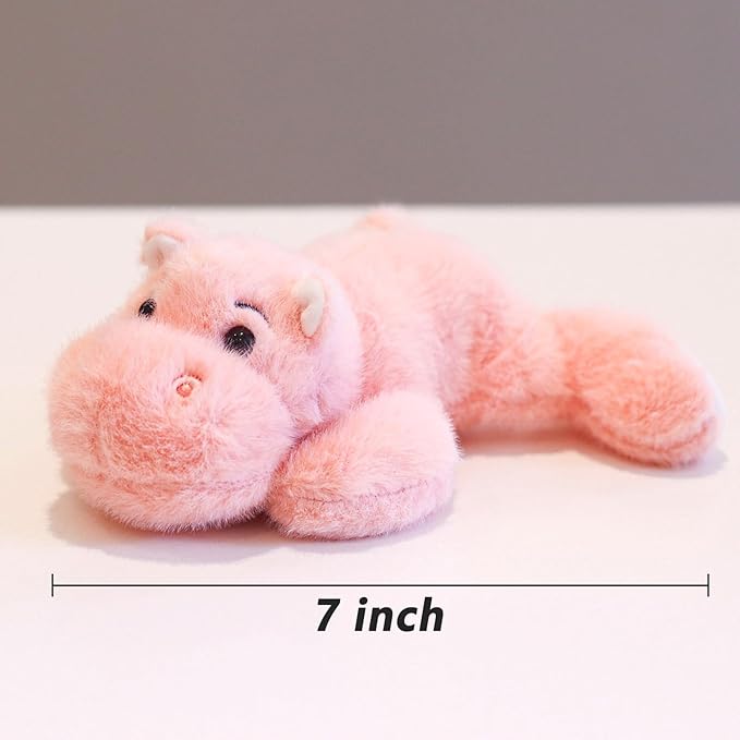 PEACH CAT Hippo Stuffed Animal Cute Hippopotamus Plushies Small Plush Toys Gifts for Kids Pink