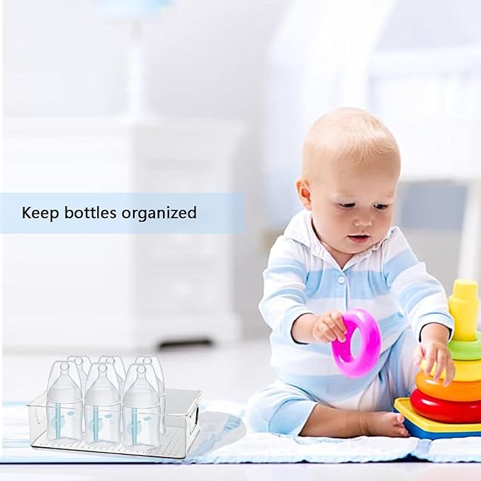 Baby Bottle Organizer, Plastic Storage Center for Baby Bottles and Food Jars, Portable Nursery Storage Plastic Baby Organizer,Convenient Storage Center for Kitchen Cabinet, Refrigerator&Countertop-2PC