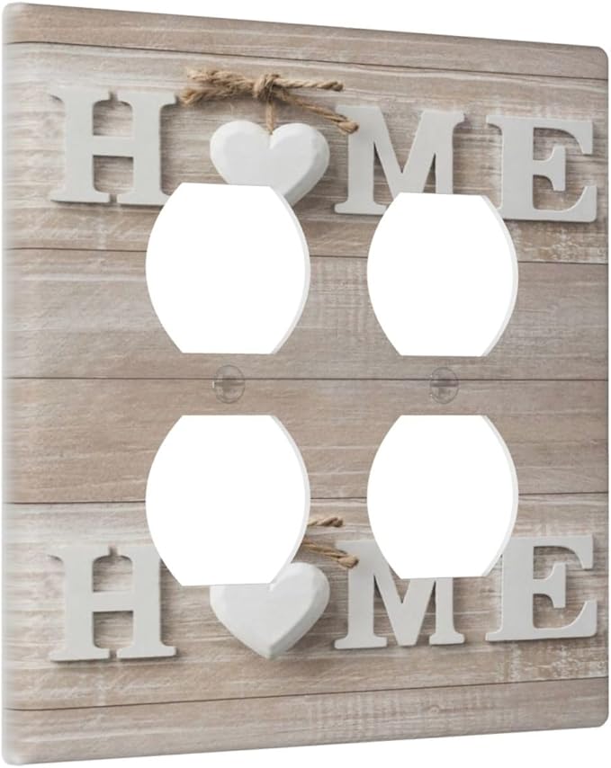 Country Lodge Sweet Home Family Countryside 2-Gang Device Duplex Wall Plate, Romantic Farmhouse Wood Sign Letter Decorative Two Gang Double Duplex Receptacle Socket Outlet and Light Switch Cover Plate