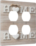 Country Lodge Sweet Home Family Countryside 2-Gang Device Duplex Wall Plate, Romantic Farmhouse Wood Sign Letter Decorative Two Gang Double Duplex Receptacle Socket Outlet and Light Switch Cover Plate