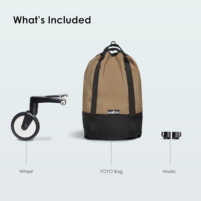 Babyzen YOYO Bag, Toffee - Offers Extra and Sturdy Storage on YOYO2 - Includes Bag, Rolling Base and Hooks