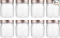 novelinks 8 oz Clear Plastic Jars with Airtight Lids, 8 Pack Plastic Mason Jars with Lids 8oz, Refillable Storage Slime Containers & Small Spice Jar for Kitchen Organization (8 Pack,Rose Gold)