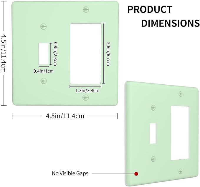 Green 2 Gang Combination Light Switch Cover Decorative 1-Toggle 1-Decorator Wall Plate Electrical GFCI Combo Receptacle Faceplate
