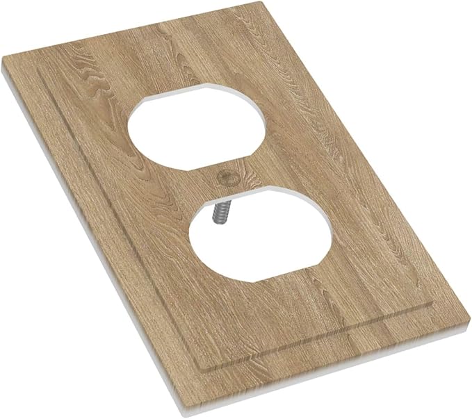 Outlet Covers Light Brown Wood Grain 1 Gang Duplex Light Switch Cover Plate Decorative Switch Plate Covers Electrical Socket Cover for Farmhouse Cabin Decor