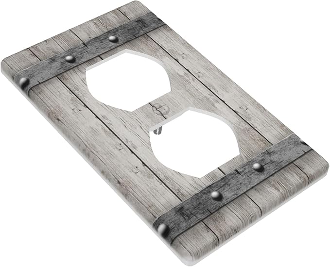 Rustic Cabin Wooden Texture 1-Gang Duplex Wall Plate, Vintage Gray Wood Outlet Cover for Cabin, Lodge, Farmhouse & Bedroom