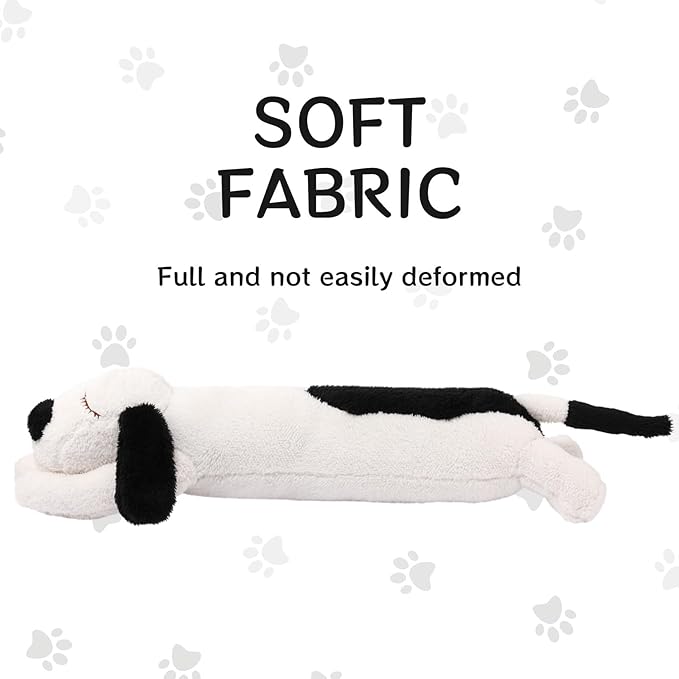 Queekay Dog Body Pillow Stuffed Animals Plush Long Body Pillow for Dogs Large Sleeping Hugging Puppy Cushion Gift for Birthday Party(23.6 Inch,Black and Beige)