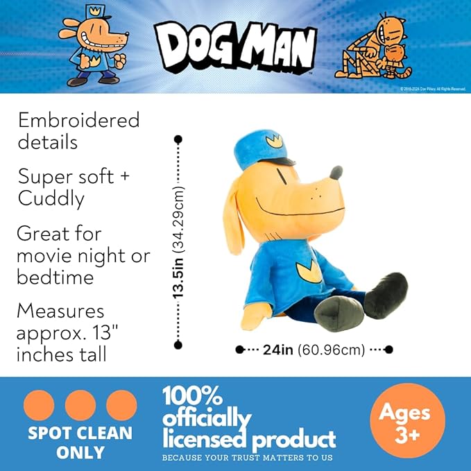 Collectibles Dog Man Supa Comic Bedding Super Soft Cozy Cuddle Pillow, (Officially Licensed Product) By Franco