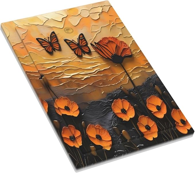 Oil Painting Flower Sunset Butterfly Vintage Rustic Floral Light Switch Cover Plate 1 Gang No Device Blank Electrical Wall Plates Faceplate Decorative Switch Plate Covers for Bedroom Living Room Decor