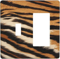 Tiger Texture Wild Animal Skin Pattern Print Outlet Covers 1 Toggle 1 Rocker Combination Decorative Wall Plate Electrical Switch Plates Light Switch Cover Plate for Kids Room Office Decor