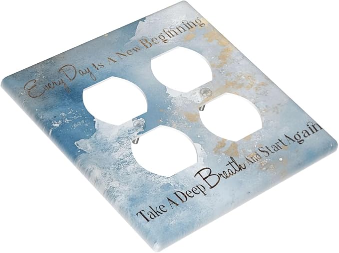 Decorative Outlet Covers Motivational Quotes Blue Abstract Texture 2 Gang Light Switch Cover Plate Double Duplex Wall Plates for Electrical Outlets Switch Plate Covers for Home Decor