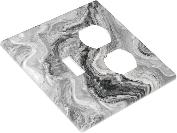 Beautiful Grey Marble Texture Simple Abstract Print Wallplates 1 Toggle 1 Duplex Switch Plate Electrical GFCI Faceplate Decorative Light Switch Covers for Bathroom Kitchen Decor