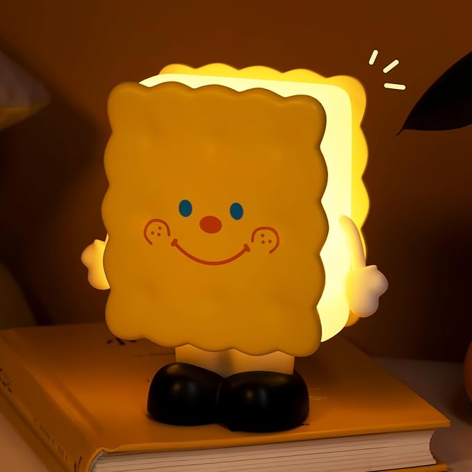 Biscuit Night Light for Kids, Rechargeable Baby Night Lights, Portable Sleep Nightlight, Cute Nursery Lamp, Table Lamps for Bedroom, Office, Birthday Gifts for Baby Teen Adult, Room Decor