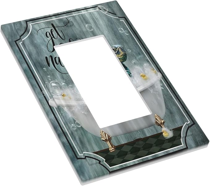 Teal Green Sea Turtle Funny Ocean Vintage Tortoise Beach Theme Decorative Outlet Covers 1 Gang Single Rocker Wall Plates Gfci Faceplate Light Switch Cover Plate for Kids Room Bathroom Decor