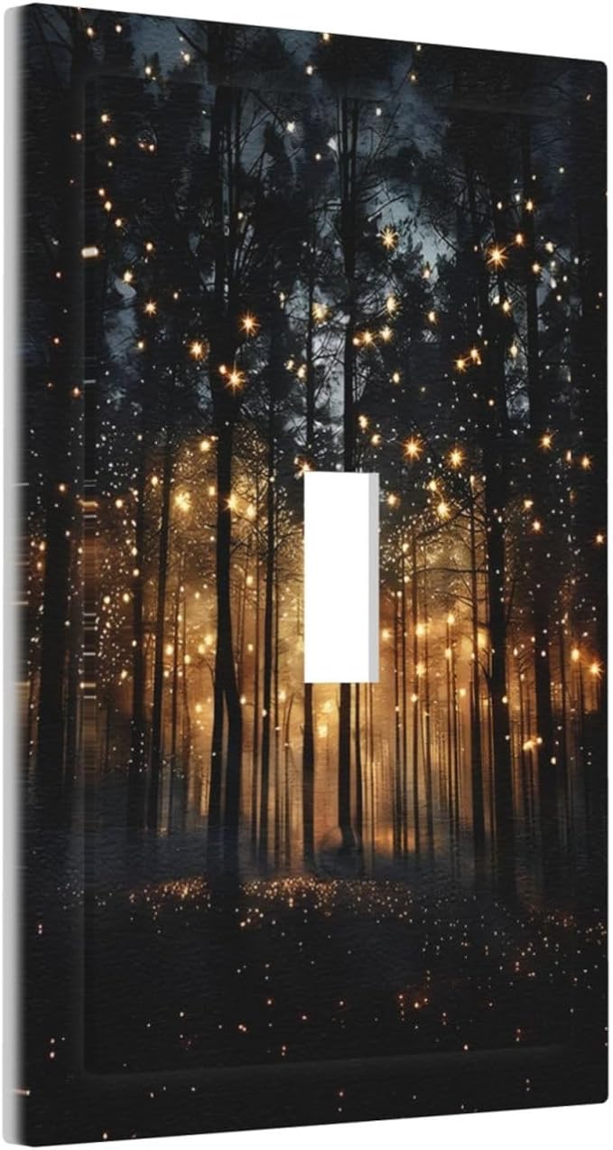 Whimsical Nature Enchanted Forest Landscape Decorative Light Switch Cover 1 Gang Single Toggle Device Electrical Faceplate Switchplates Decorator Outlet Wall Plate for Bedroom Living Room Decor