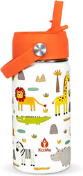 14oz Animal Kids Water Bottle With Straw Lid,Stainless Steel Travel Bottle,Double Wall Leak Proof & BPA-FreeKids Cup,Insulated Tumbler for Toddlers,Metal Bottle for School Boys Girls